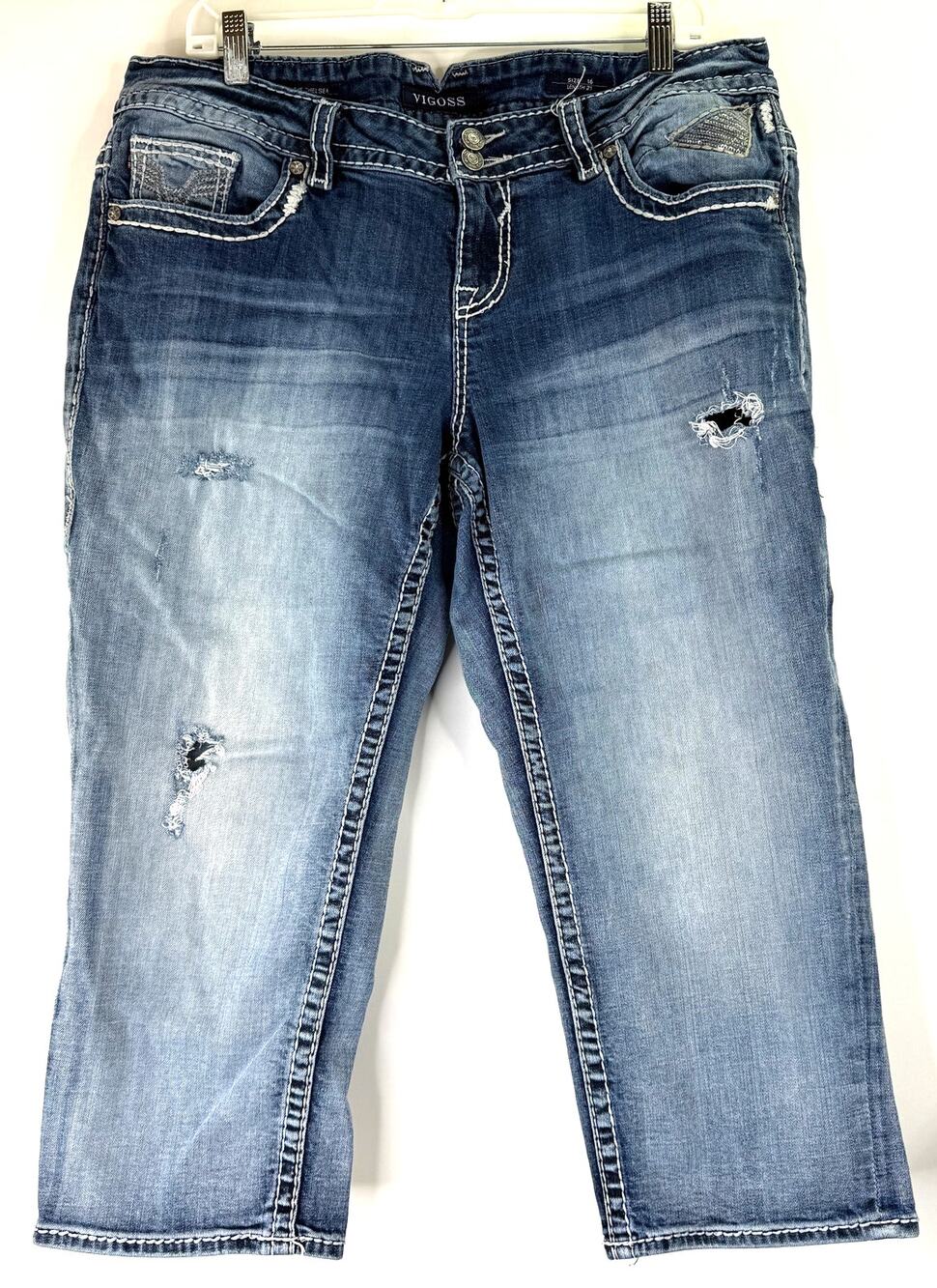 Vigoss The Chelsea Capri Sequin Bling Jeans Size 16